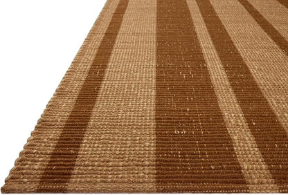 Loloi Leanne Ford Weatherstaff Collection WTS-04 Cinnamon/Natural 2'-6" x 9'-9" Runner Rug Jute, Striped, Neutral, Hallway, Kitchen, Mudroom, and Bathroom