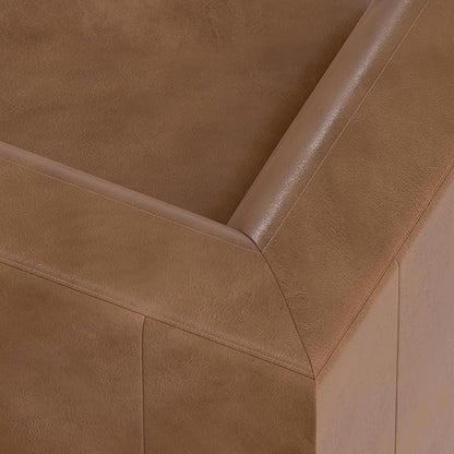 SIMPLIHOME Rex U-Shaped Sectional Modular Sofa in Full-Grain Genuine Leather, Caramel Brown, 144-inches Wide, Handcrafted Modern-Style Large Leather Couch for Living Room