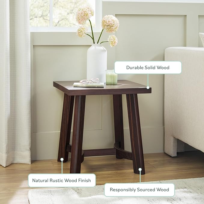 Walker Edison 2-Pack Colt Modern Farmhouse Solid Wood Square Side Tables, 18 Inch, Espresso