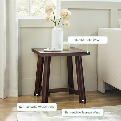 Walker Edison 2-Pack Colt Modern Farmhouse Solid Wood Square Side Tables, 18 Inch, Espresso
