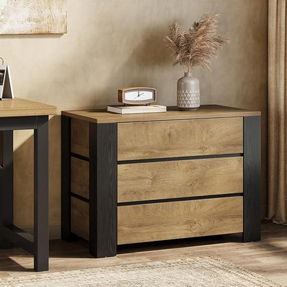 Tribesigns 36" Wide Nightstand Set of 2, Extra Large Night Stand with 3 Drawers, Oversized Nightstand Bedside Table for Bedroom, Farmhouse Side End Table with Storage, Natural