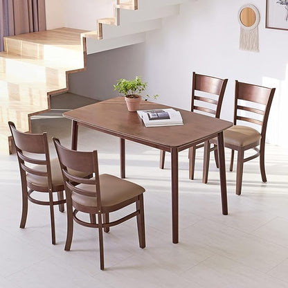 Livinia Aslan 47" Malaysian Oak Rectangular Wooden Dining Table/Solid Wood Kitchen Desk (Walnut)