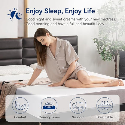 Amazon Basics Memory Foam Mattress, Medium Firm, 10 Inch, Full, White/Grey