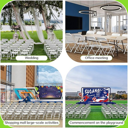 Folding Chairs 30 Pack,White Plastic Folding Chairs for Indoor Outdoor,Portable Stackable Commercial Seat with Steel Frame 350lb.Capacity for Party Events Wedding Dining Picnic Office(30 Pack)