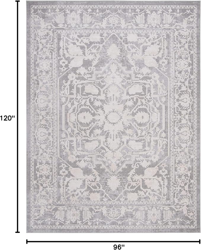 SAFAVIEH Area Rug 8x10 - Reflection Collection - Large - Light Grey & Cream, Non-Shedding & Easy Cleaning, Ideal for Living Room, Bedroom, Dining Space (RFT665C)