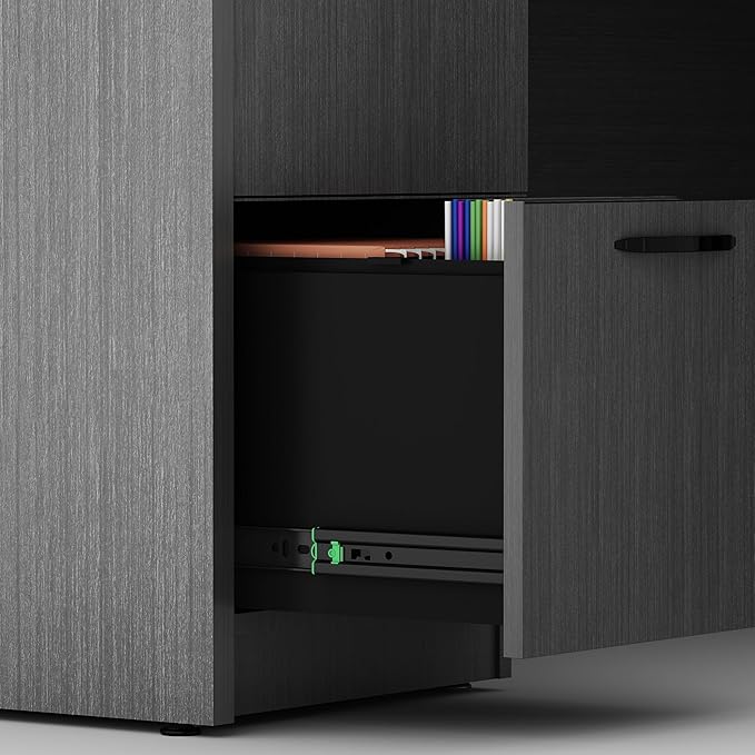 67'' U Shaped Bow Front Executive Desk with 2 Storage File Cabinets