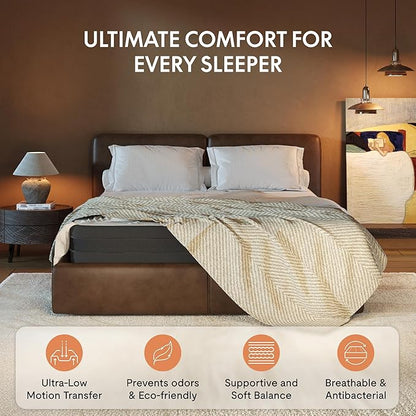 FLEXISPOT Queen All-in-One Adjustable Bed with 12" Cooling Gel Memory Foam Mattress, Boucle Bed Frame, Head & Foot Incline, Adjustable Headboard, Thick Padding, 10-Year Warranty, White