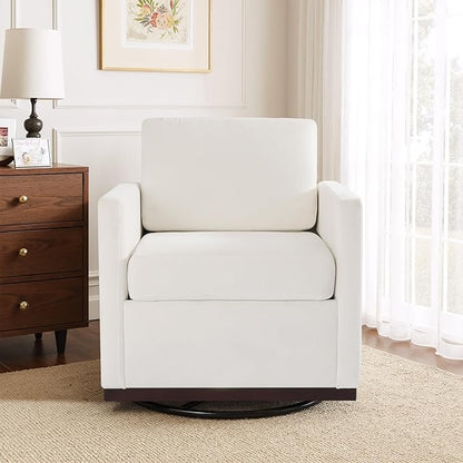 UIXE Swivel Accent Chair, Chenille Upholstered Armchair Comfy Club Chair for Living Room, Mid Century Modern Arm Chair Single Sofa Nook Bedroom Side Reading Seat - Beige