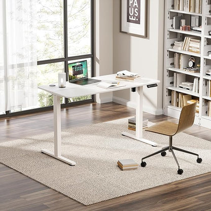 Electric Standing Desk 55 x 24 Inches, Height Adjustable Sit Stand Home Office Computer Desk with Memory Presets,White
