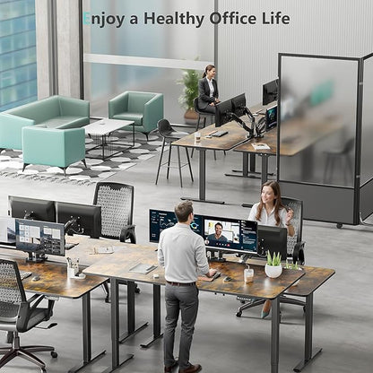 Dual Motor Electric Standing Desk with One Piece Desktop, 48 x 24 Inch Adjustable Height Sit to Stand Up Desk for Home Office, Work & Study, White Frame & White Desktop (2 Packages)