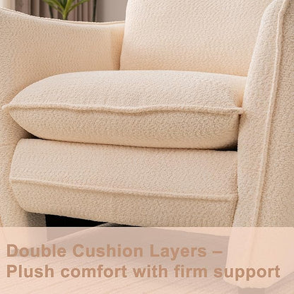 Oversized Armchair, Modern Accent Chair Upholstered in Soft Cloud Fabric with Plush Cushions – Comfy Lounge Chair for Reading Nook, Living Room, and Bedroom (Beige, Set of 1)