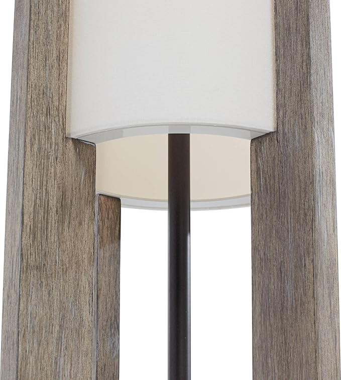 Possini Euro Design Arrista Modern 63" Tall Standing Floor Lamp Cylinder Foot Switch Wood Gray Wash Finish Living Room Bedroom House Reading Office Home Decor Entryway Dining Indoor White Shade