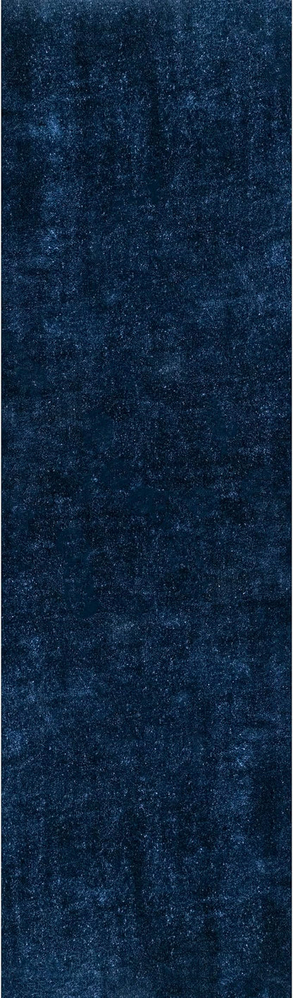 nuLOOM 2' x 8' Cozy Plush SuperiorWash Area Rug, Machine Washable, Non-Slip, Soft Fluffy Shag Carpet for Living Room Bedroom Kids Room Nursery Home Decor, Loni Navy