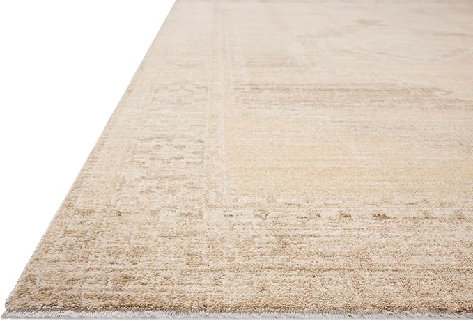 Loloi Chris Loves Julia Palma Collection PLM-07 Wheat/Taupe 3'-6" x 5'-6" Fringe Accent Rug Vintage Style Boho Living Room Bedroom Carpet