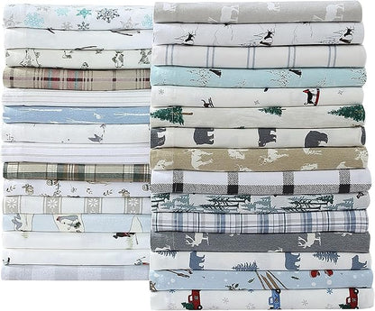 Eddie Bauer - Queen Sheets, Cotton Flannel Bedding Set, Brushed For Extra Softness, Cozy Home Decor (Rookeries, Queen)