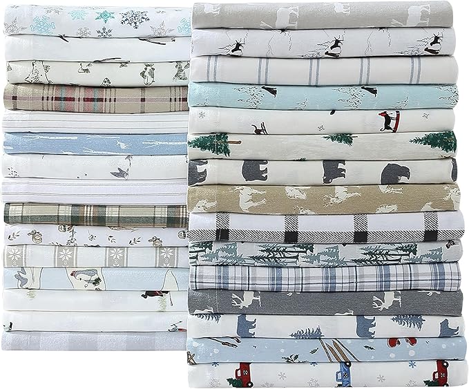 Eddie Bauer - Full Sheets, Cotton Flannel Bedding Set, Brushed For Extra Softness, Cozy Home Decor (School of Fish, Full)