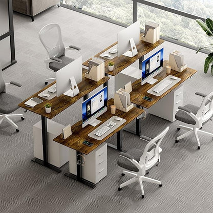 63 x 28 Inch Electric Standing Desk Adjustable Height, Sit Stand Desk, Stand up Desk for Home Office, Computer Workstation (Spliced Desktop,Rustic Brown)
