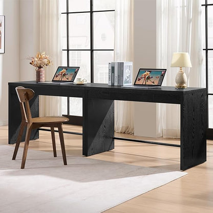 SICOTAS Computer Desk Writing Table - 47-Inch Wooden Study Desk for Bedroom, Farmhouse Home Office Desk with Drawer, Boho Makeup Vanity Table for Dormitory (Black Oak, 1 Piece)