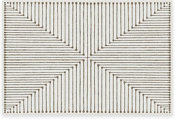 RUGGABLE x Jonathan Adler Machine Washable Modern Area Rug – Inkdrop Camel & Ivory 2x3, Stain-Resistant, Non-Slip – Small Rugs for Living Room, Bedroom, Hallway, Entryway & Bathroom–with Standard Pad