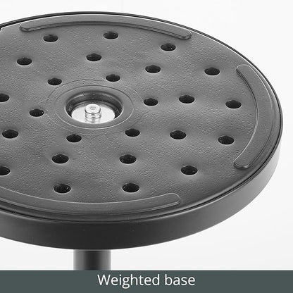 mDesign Glass Top Side/End Drink Table - Tall Modern Round Accent Metal Nightstand Furniture for Living Room, Dorm, Home Office, and Bedroom - 16" Round - Clear/Matte Black
