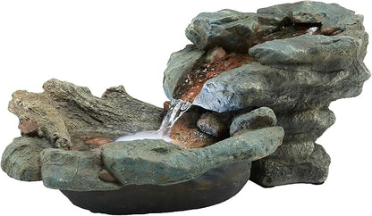 Alpine Corporation 20" Long Indoor/Outdoor River Rock Waterfall Tabletop Fountain with LED Lights