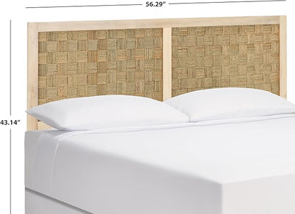 SAFAVIEH Home Collection Halvor Rattan Queen Size Headboard White Wash Frame & Natural Brown