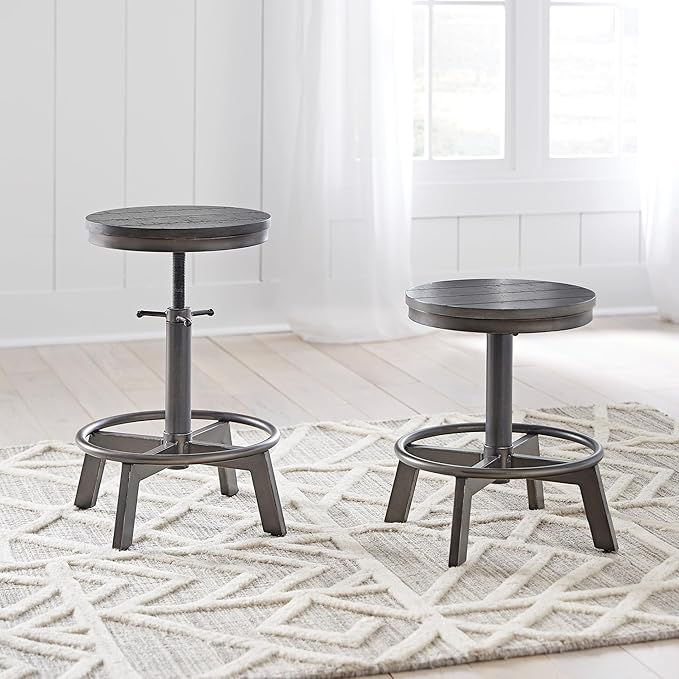 Signature Design by Ashley Torjin Industrial Counter Height Stool, 2 Count, Gray