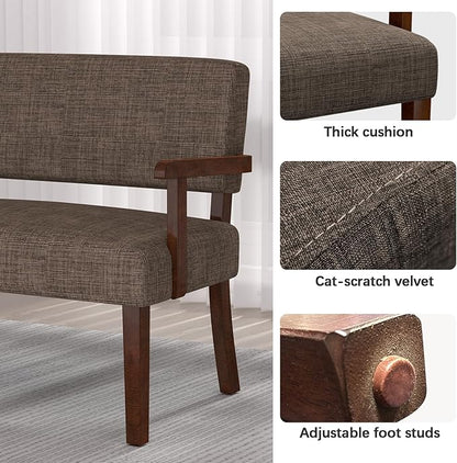 Accent Chair 2 Seat, Arm Chairs with Soft Seat and Armrests for Living Room, Love seat for Dining, Reading, and Waiting Rooms (Brown)