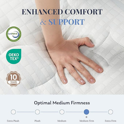 Full Size Mattress, 12 Inch Full Hybrid Mattress in a Box, Medium Feel Foam and Individual Pocket Springs, Extra Edge Support, Pressure Relief, CertiPUR-US, Blue