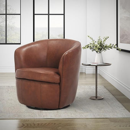 Parker Living Barolo - Vintage Whiskey 100% Italian Leather Swivel Club Chair