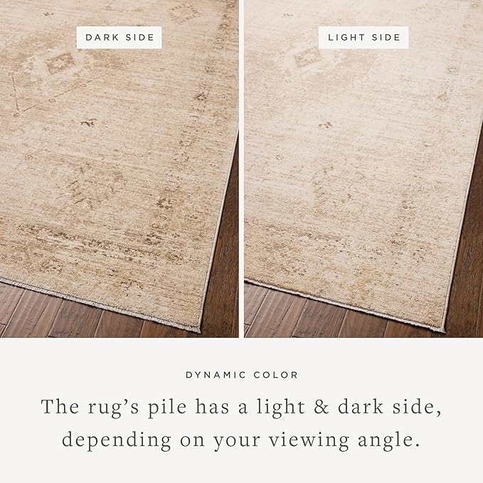 Loloi Chris Loves Julia Palma Collection PLM-06 Natural/Smoke 2'-7" x 12'-0" Fringe Runner Rug Vintage Style Boho Living Room Bedroom Carpet