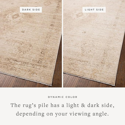 Loloi Chris Loves Julia Palma Collection PLM-06 Natural/Smoke 2'-7" x 12'-0" Fringe Runner Rug Vintage Style Boho Living Room Bedroom Carpet