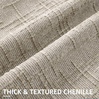 decorUhome Fall Light Brown Chenille Throw Pillow Covers 18x18 Set of 2 Thick Textured Slubby Couch Pillow Covers Farmhouse Accent Modern Neutral Decorative Pillow Cases for Bed Sofa Living Room