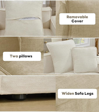 WILLOVE Modular Sectional Sofa Set, Chenille Cloud Couch with Wide Armrests & 8 Pillows, Deep Seat Couches for Living Room, 6-Seater Beige