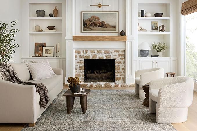 Loloi Chris Loves Julia Jules Collection JUL-08 Emerald/Antique Ivory 9'-6'' x 14', .13" Pile Height, Area Rug