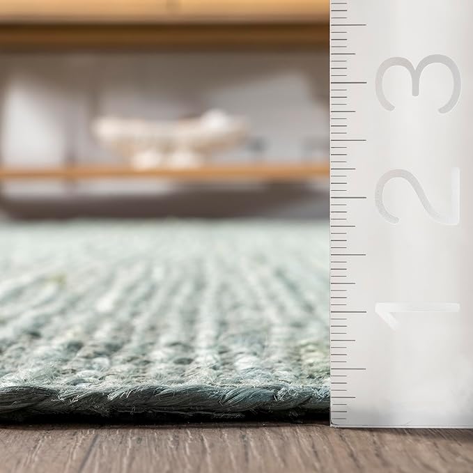 nuLOOM 8'6" x 11'6" Rigo Jute Hand Woven Area Rug, Green, Solid Farmhouse Design, Natural Fiber, for Bedroom, Living Room, Dining Room, Hallway, Office, Kitchen, Entryway