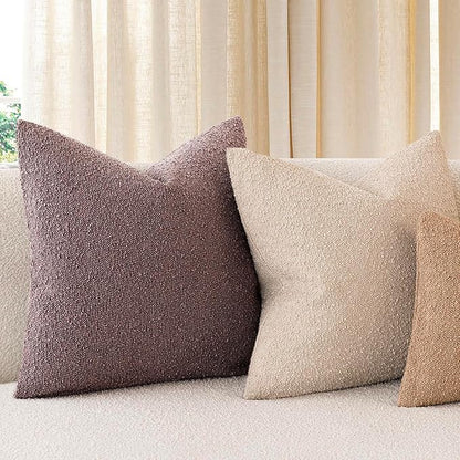 Foindtower Pack of 2 Textured Boucle Throw Pillow Covers Accent Solid Decorative Lumbar Pillow Cases Cozy Soft Couch Cushion Case for Chair Sofa Bedroom Living Room Home Decor 12x20 Inch Dark Purple