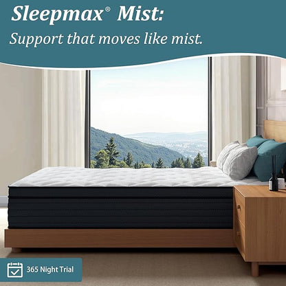 Sleepmax Queen Mattress 14 Inch - Deep Sleep Hybrid Mattress Pain Relief - Bed in a Box Extra Lumbar & Hip Support - Fiberglass-Free, CertiPUR-US Certified, 720-Night Trial