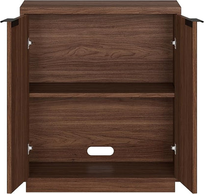 Henn&Hart 28" Fluted Wooden Accent Cabinet, Modern Ribbed Sideboard Buffet Cabinet with 2 Doors and an Adjustable Shelf for Living Room, Dining Room, Bedroom or Entryway, Satin Walnut