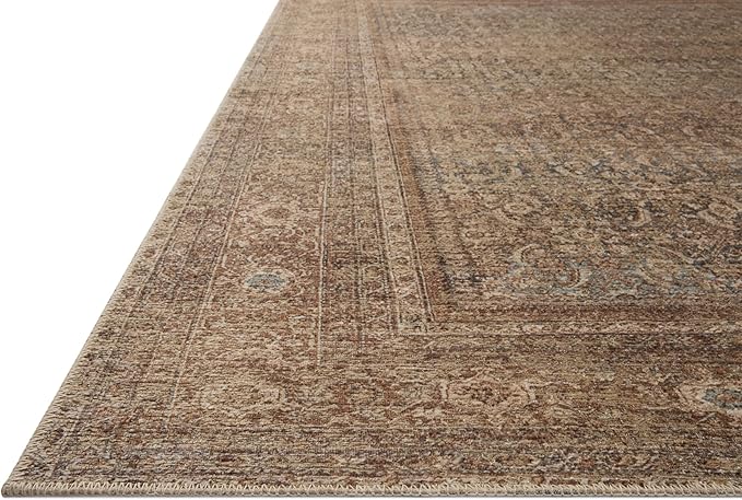 Loloi Amber Lewis Cambria Collection CBR-07 Ocean/Bark 5'-0" x 7'-6" Area Rug Jute, Neutral, Vintage Style, Antique Tone, Living, Bedroom, Dining, Carpet