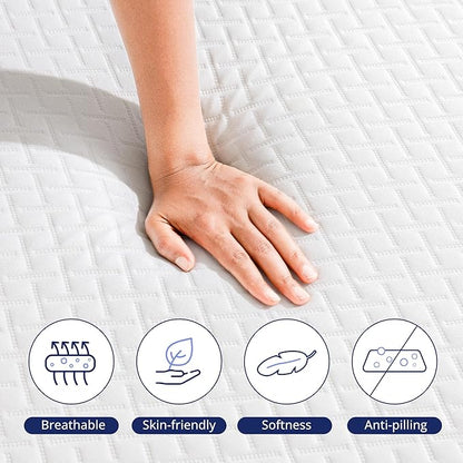 Queen Mattress 12 Inch Green Tea Memory Foam Mattress for Cool Sleep & Pressure Relief, Medium Feel Support,Fiberglass Free, Bed in a Box, Removable Washable Cover, CertiPUR-US Certified