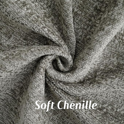 FUTEI Grey Chenille Throw Pillow Covers 26x26 Inch Set of 2,Soft Cozy Bound Edge Design Euro Pillow Sham,Home Decor for Couch Bed Living Room