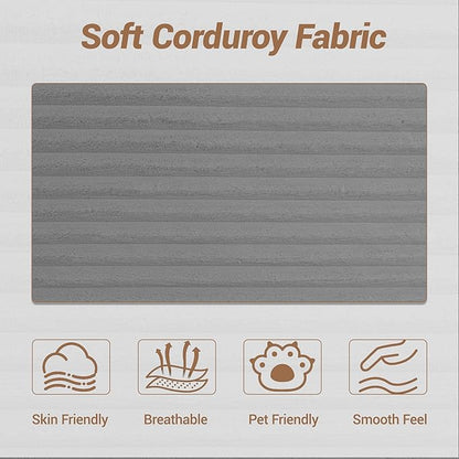 105" Cloud Sectional Couch, Modular Sectional Sofa with L-Shape Chaise, Corduroy Boneless Couches for Living Room, No Assembly, Grey