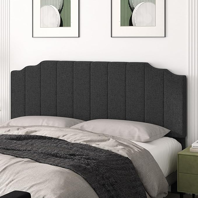 King Size Headboard Only, Linen Wall Mounted Headboard King for Adjustable Bed Modern Upholstered Head Board Easy Assembly, Dark Gray