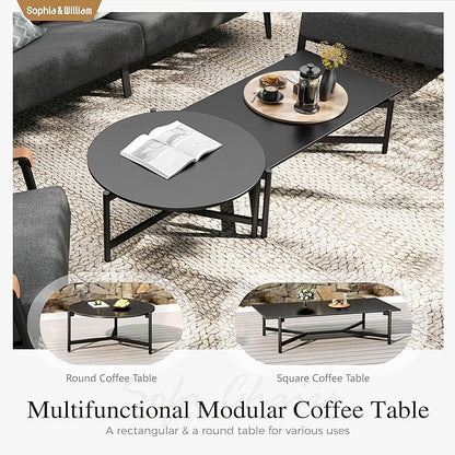 Sophia & William Luxury Patio Furniture Set Outdoor Conversation Set 6pcs, 6.3" Extra Thick Cushion Heavy Duty with Extra Wide & Deep Seat for 4, Side Table with Coffee Table for Pool Garden Backyard