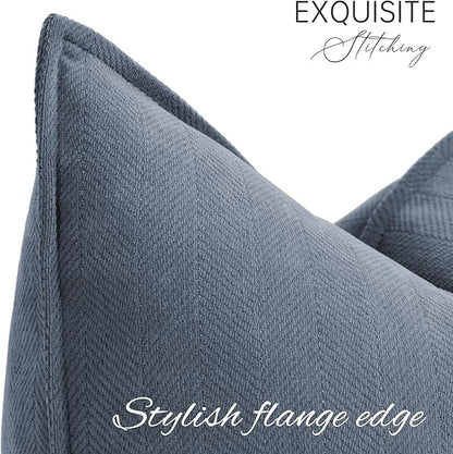 ZWJD Dusty Blue Pillow Covers 16x16 Set of 2 Chenille Throw Pillow Covers with Elegant Design Soft and Luxurious Decorative Throw Pillows for Couch, Bed, and Home Decor