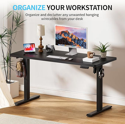 BIZUM Electric Standing Desk, 55" x 24" Height Adjustable Desk, Black Sit to Stand Desk Memory Gaming Computer Workstation for Home Office