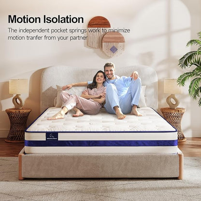 Vesgantti Full Size Mattress,12 Inch Hybrid Innerspring Mattress in a Box with Memory Foam,Support & Pressure Relief,Medium Firm Feel for Aults(Full Size)