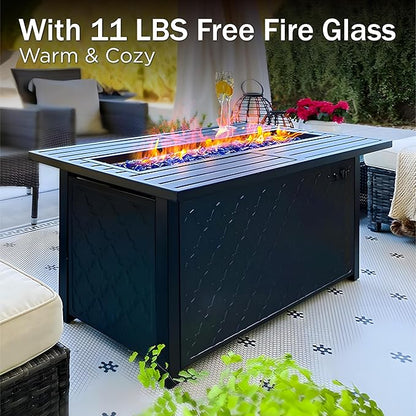 PHI VILLA 4 Piece Patio Furniture with Metal FirePit Table, 1 x 3-Seat Wide Deep Seating Bench & 2 x Swivel Sofa Chairs, 5.75" Thick Cushioned Outdoor Furniture Conversation Set for 5, Grey