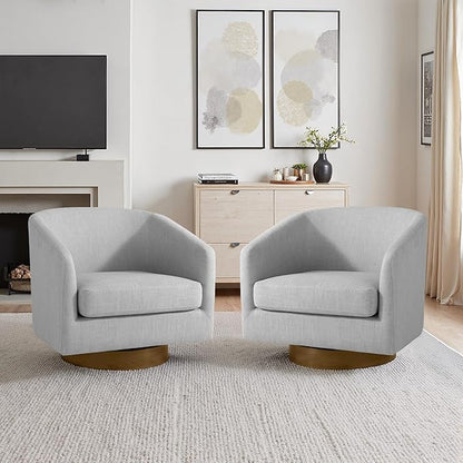 Lumibee Swivel Accent Chairs Set of 2, Chenille Fabric Swivel Barrel Chairs for Living Room, Modern Comfy Upholstered Round Armchairs Single Sofa Chairs for Bedroom, Club-Cool Gray